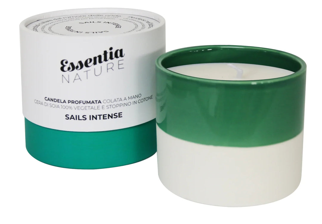 GREEN/WHITE Ceramic Candle Sails Intense scent