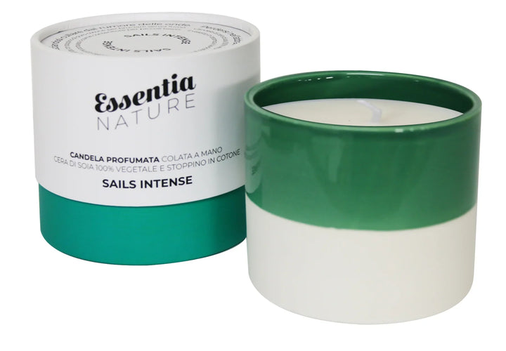 GREEN/WHITE Ceramic Candle Sails Intense scent
