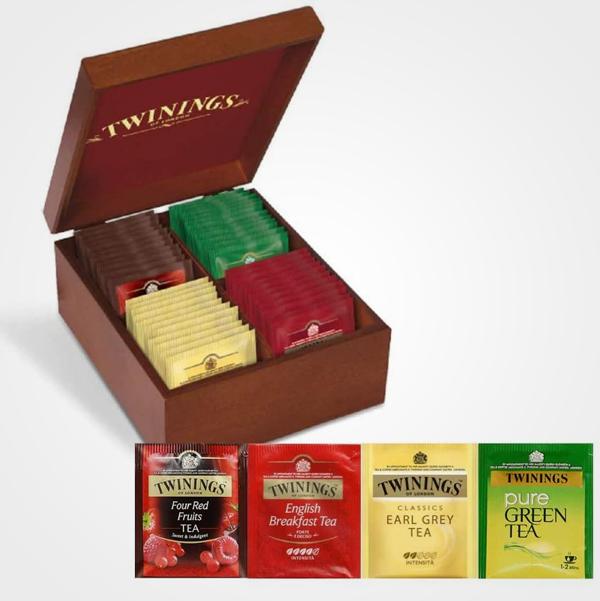 Twinings Emballage exclusif Boîte en bois Mixed Selection 40 filtres