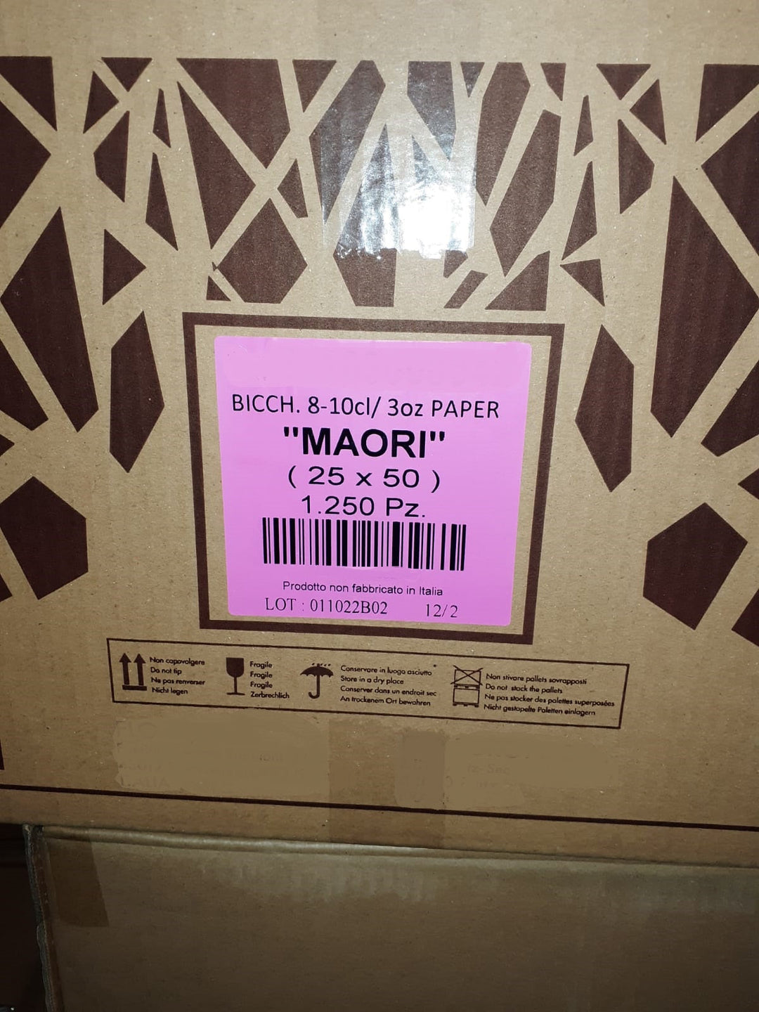 1250 Disposable biodegradable cups 8-10 cl / 3 oz MAORI (box)