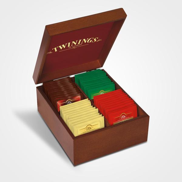 Twinings Emballage exclusif Boîte en bois Mixed Selection 40 filtres