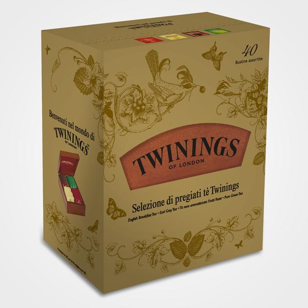 Twinings Emballage exclusif Boîte en bois Mixed Selection 40 filtres