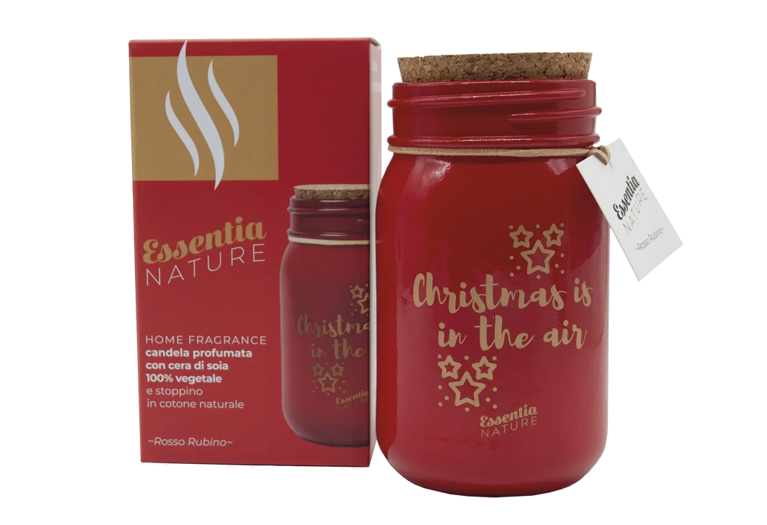Candela NATALE Profumata in Giara - Rosso Rubino 300g