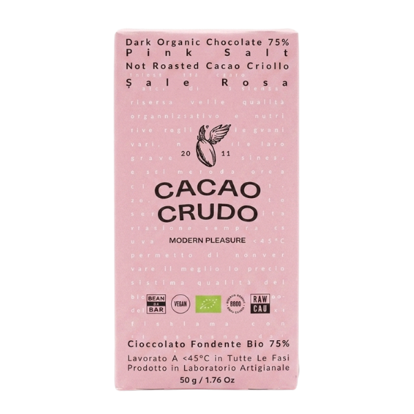 Organic Dark Chocolate 75% Himalayan Pink Salt 50g - Raw Cacao