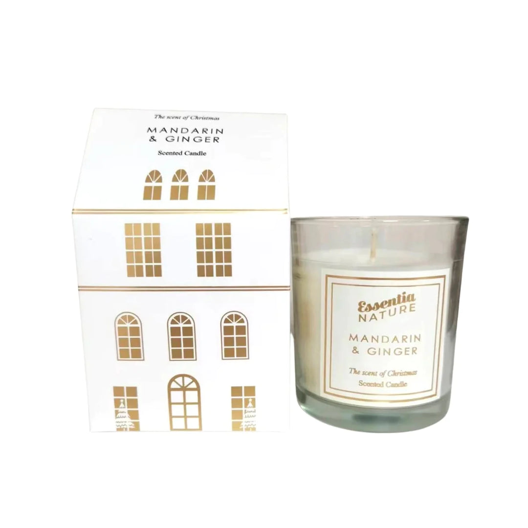 White Scented Village Christmas Candle