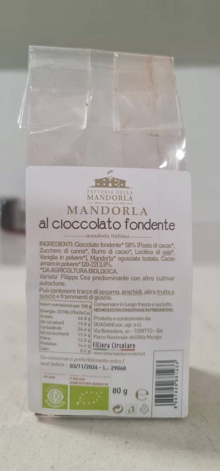 Organic dark chocolate almonds