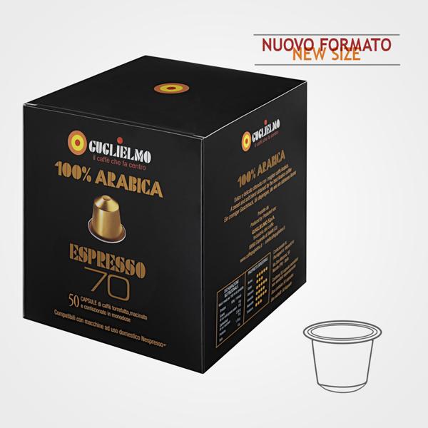 Capsules de café compatibles Nespresso * Gold 70 100% Arabica 50 cps