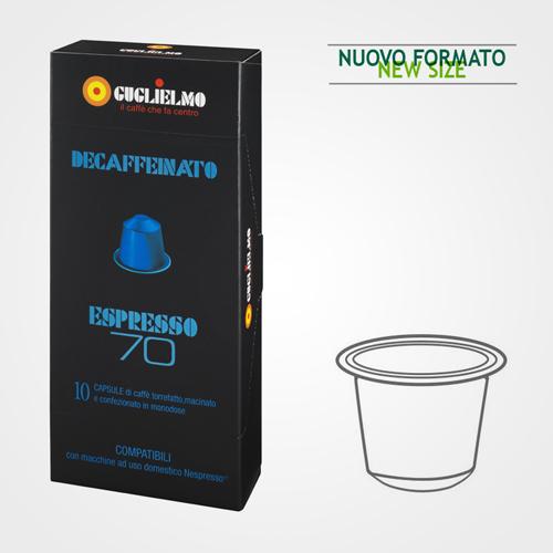 Coffee capsules Nespresso * compatible Decaffeinato Blu 70 box of 10 capsules