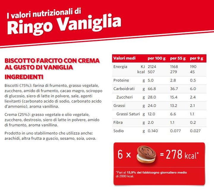 Ringo Biscuits Filled with Vanilla Flavored Cream 6 X 55g